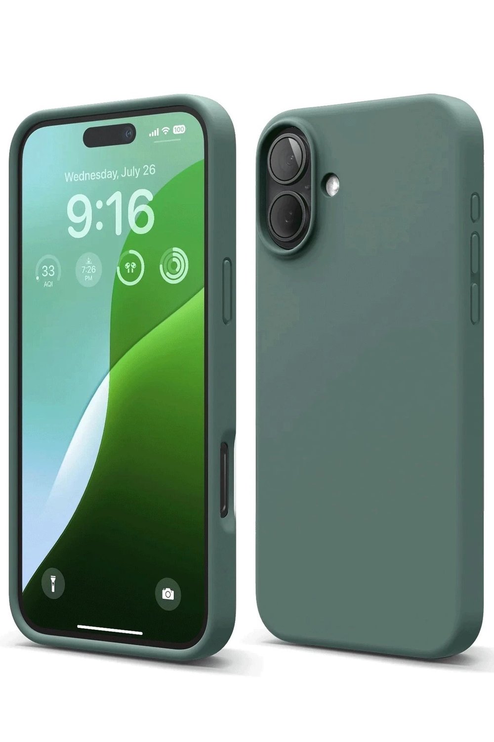 Mey İthalat®  iPhone 16 Plus Kılıf Nano içi Kadife Silikon - Koyu Yeşil