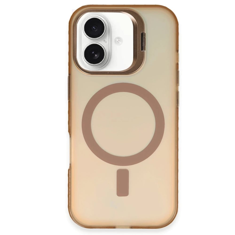 Mey İthalat®  iPhone 16 Plus Kılıf Primera Magsafe Standlı Kapak - Gold