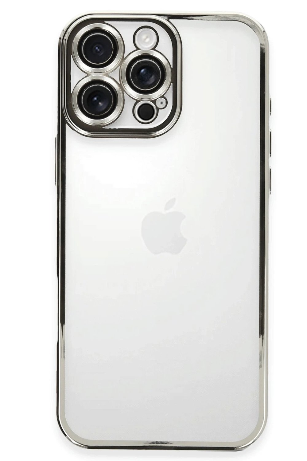Mey İthalat®  iPhone 16 Pro Kılıf  Lensli Silikon - Gümüş