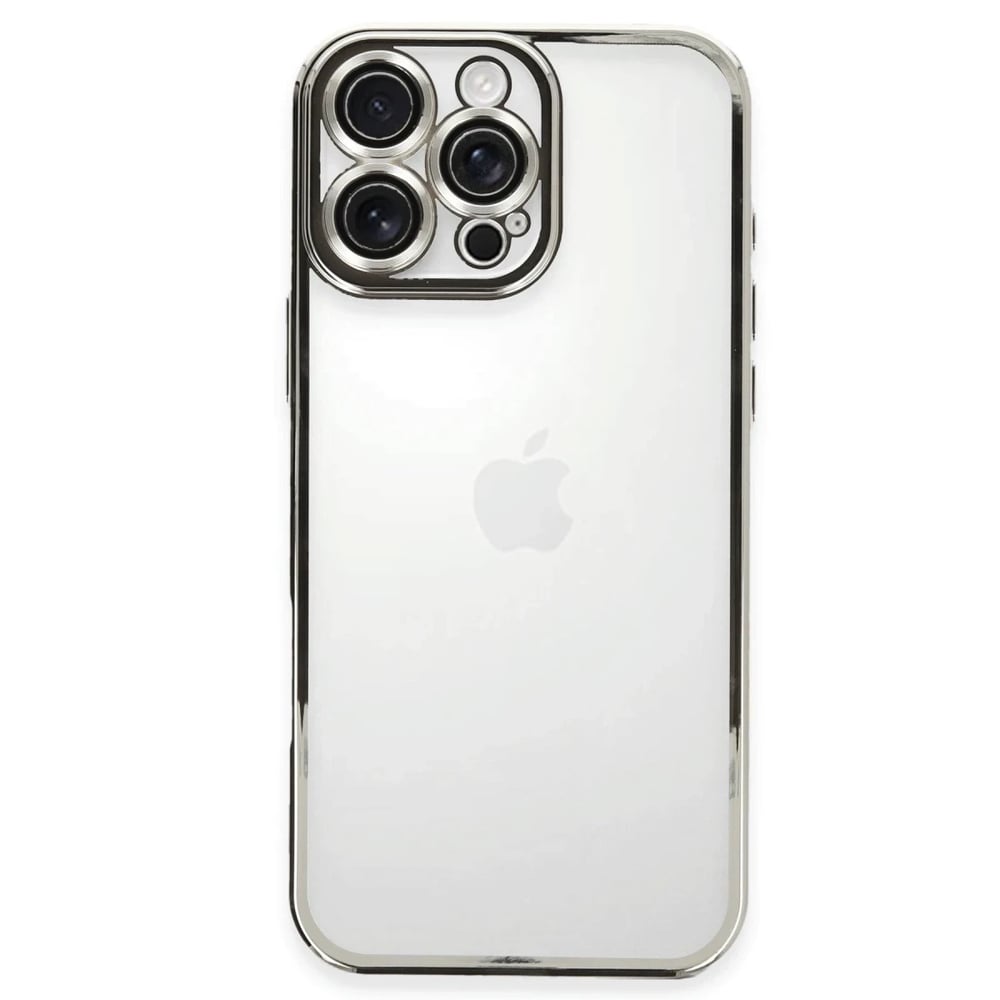Mey İthalat®  iPhone 16 Pro Kılıf  Lensli Silikon - Gümüş