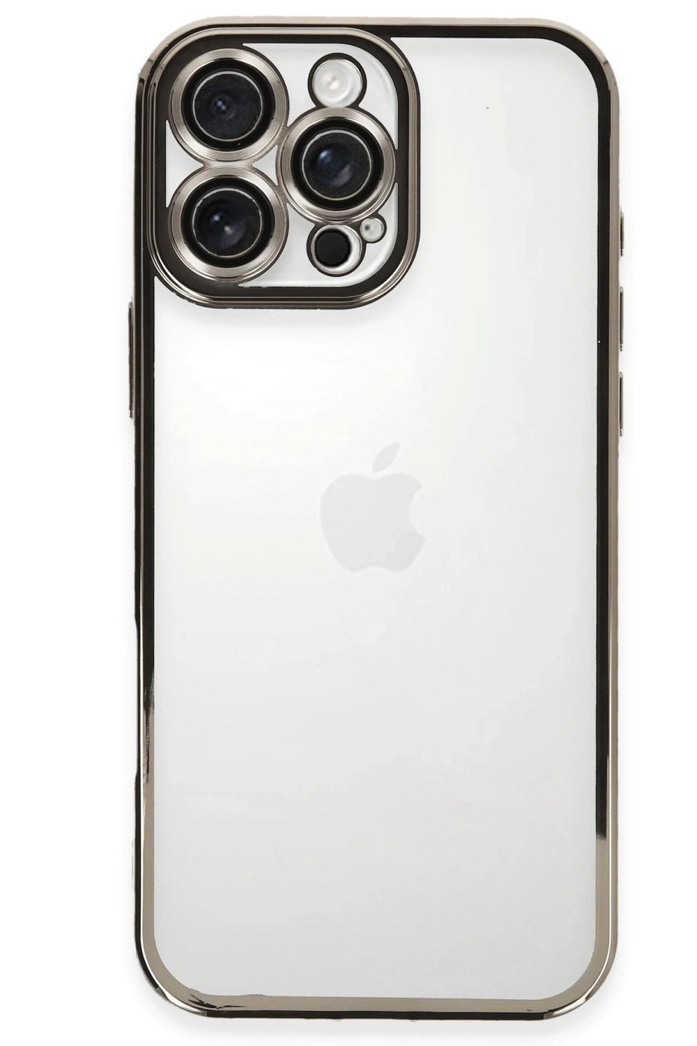 Mey İthalat®  iPhone 16 Pro Kılıf  Lensli Silikon - Titanyum Gri