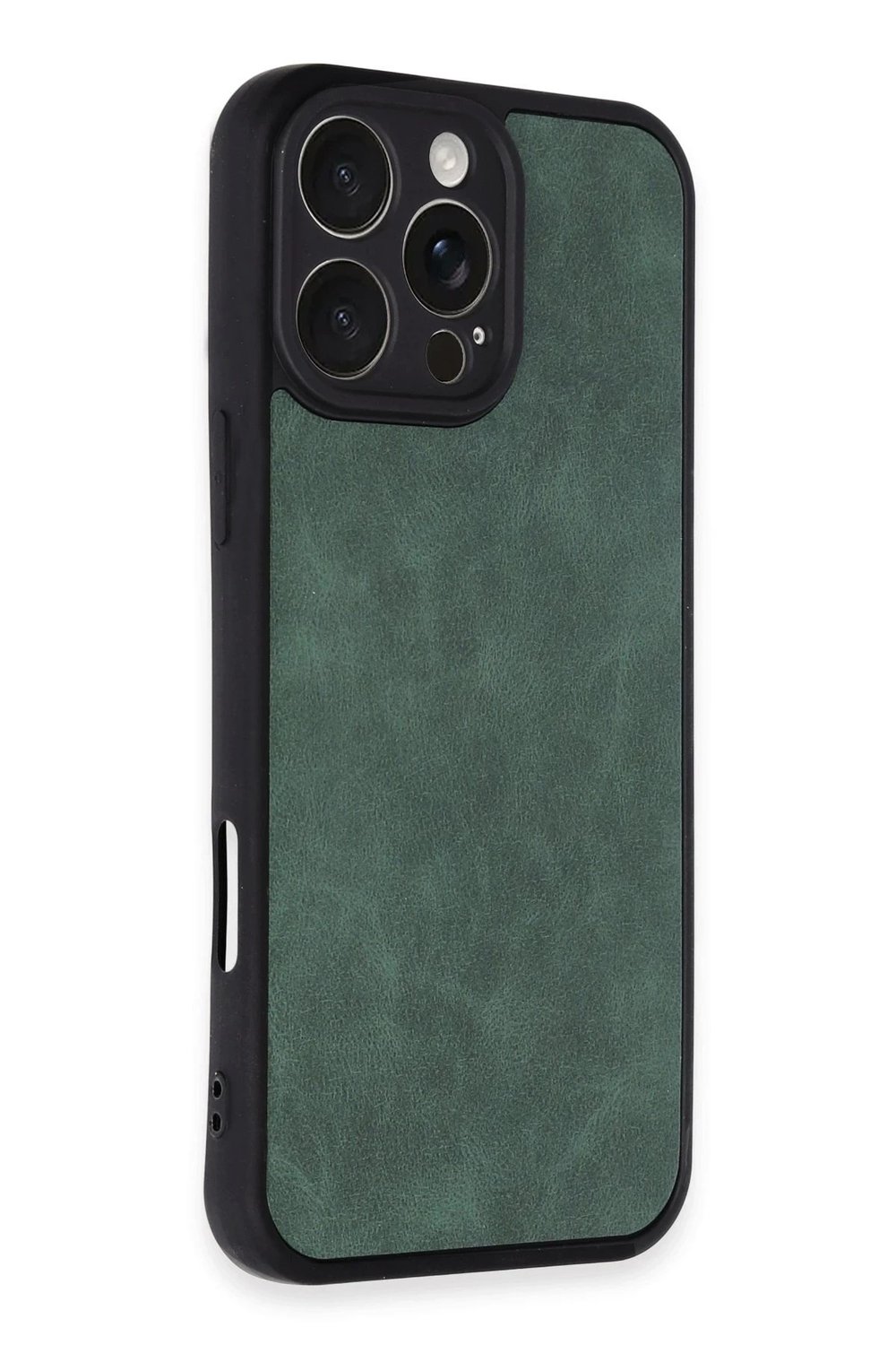 Mey İthalat®  iPhone 16 Pro Kılıf Aras Deri Kapak - Koyu Yeşil