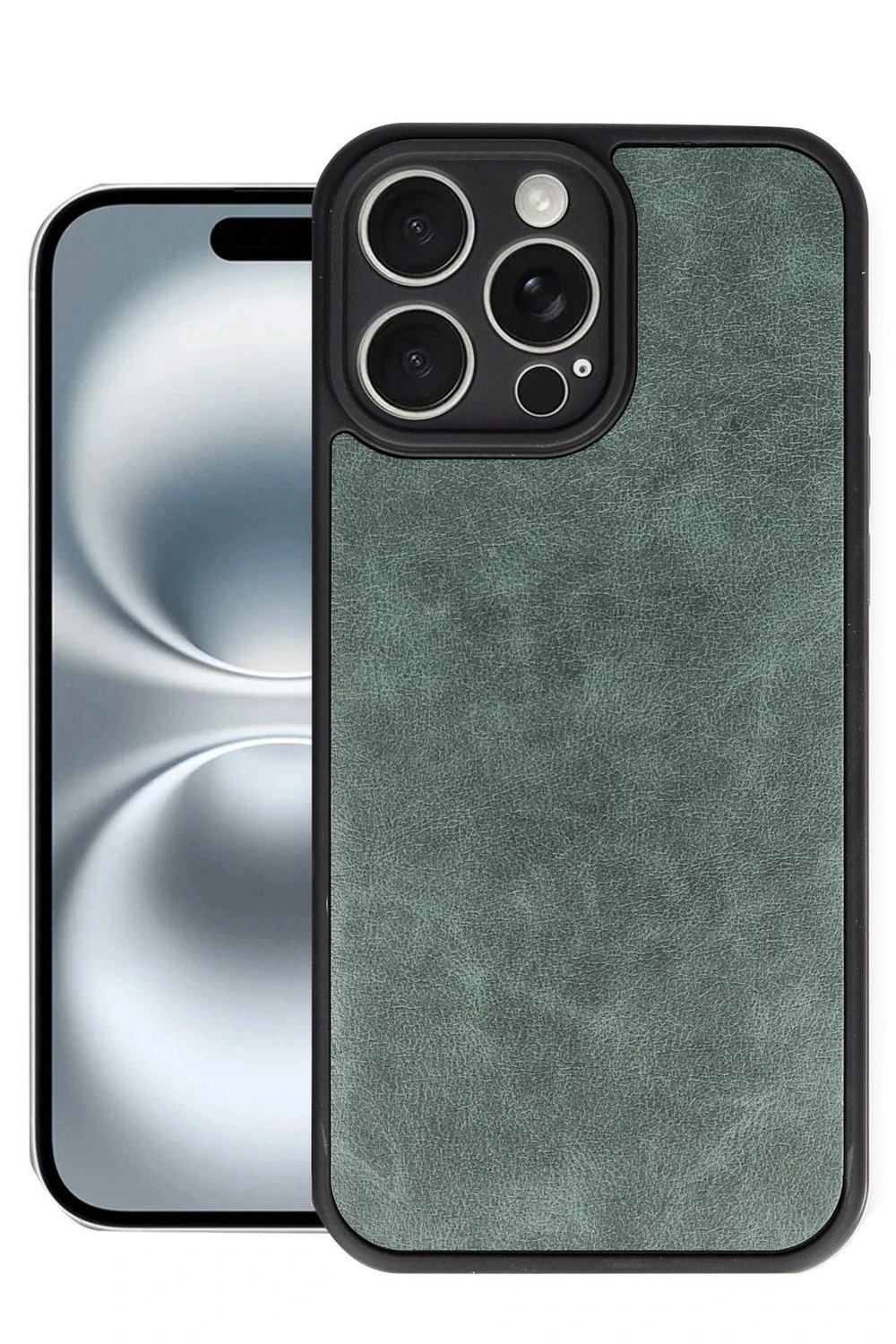Mey İthalat®  iPhone 16 Pro Kılıf Aras Deri Kapak - Koyu Yeşil