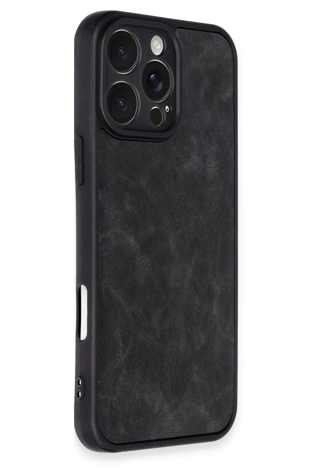 Mey İthalat®  iPhone 16 Pro Kılıf Aras Deri Kapak - Siyah