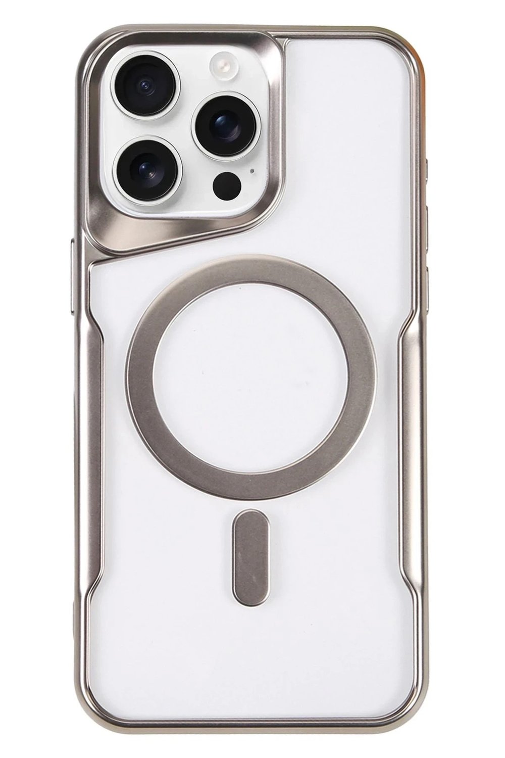 Mey İthalat®  iPhone 16 Pro Kılıf Boyi Magsafe Silikon Kapak - Gümüş