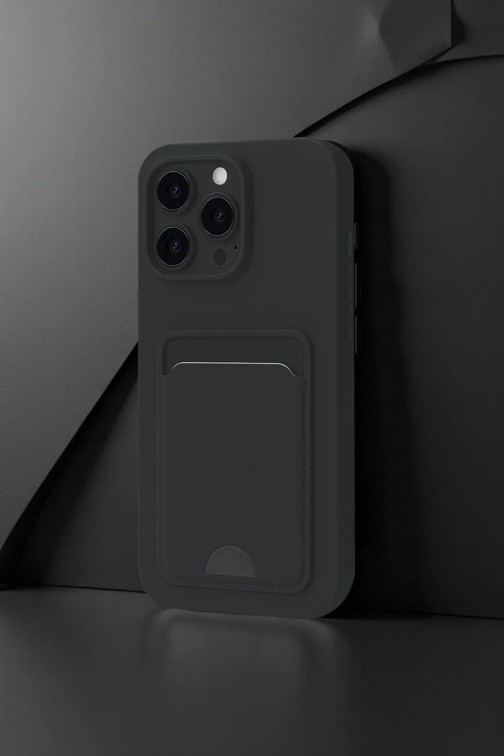 Mey İthalat®  iPhone 16 Pro Kılıf Kelvin Kartvizitli Silikon - Lacivert