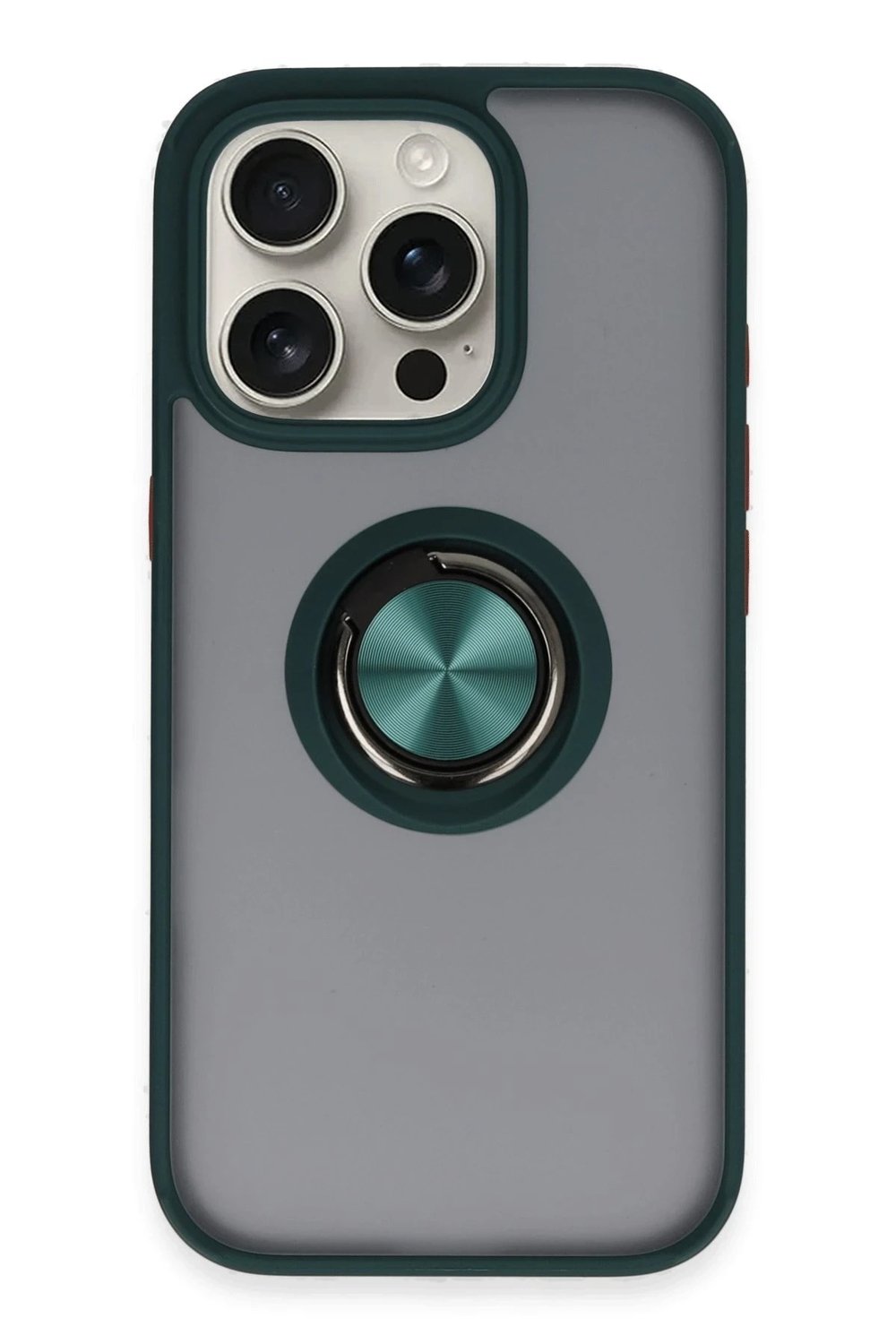 Mey İthalat®  iPhone 16 Pro Kılıf Montreal Yüzüklü Silikon Kapak - Yeşil
