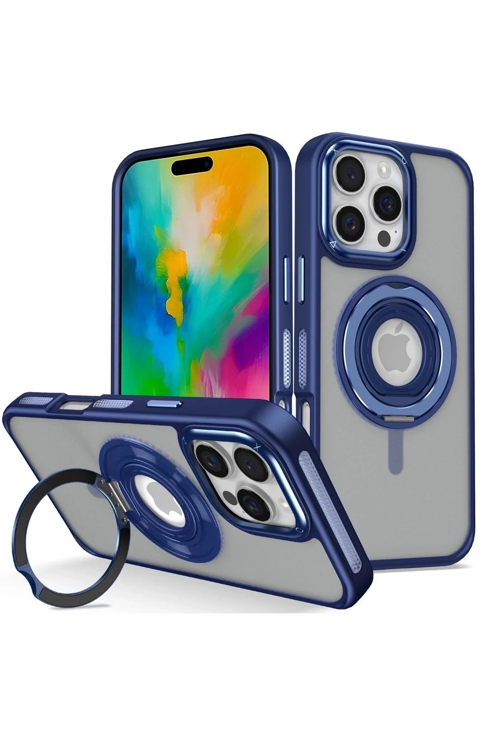 Mey İthalat®  iPhone 16 Pro Max Banza Magsafe Standlı Kapak - Lacivert