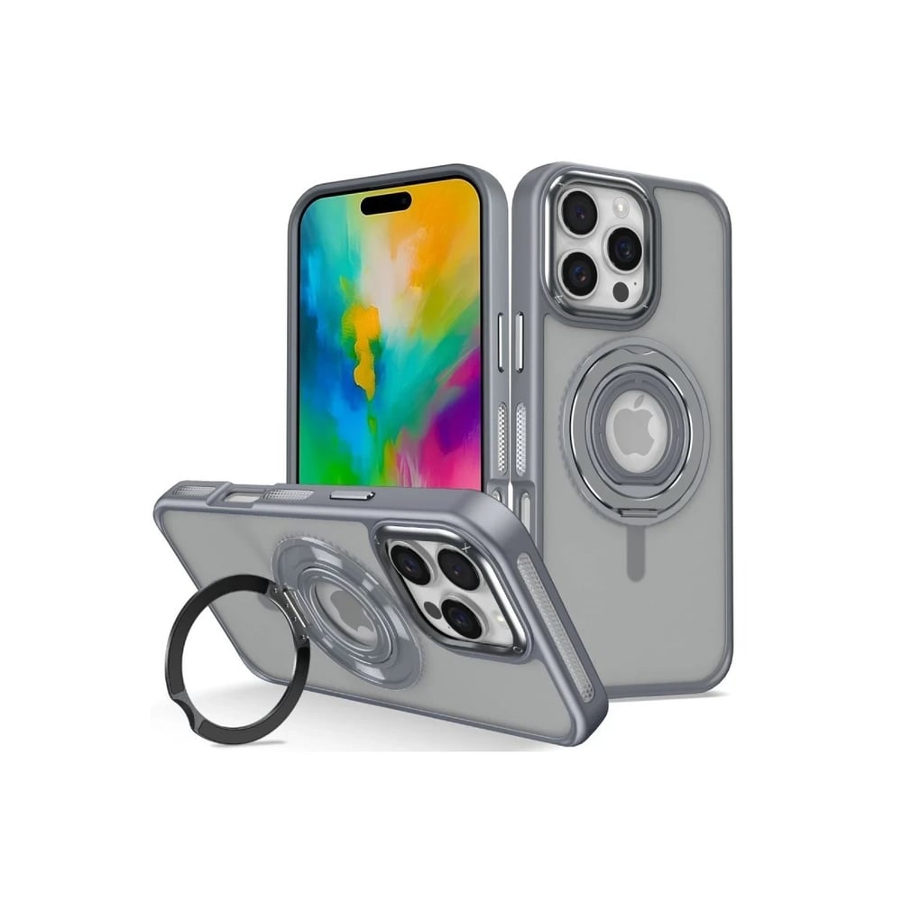 Mey İthalat®  iPhone 16 Pro Max Banza Magsafe Standlı Kapak - Titan Gri