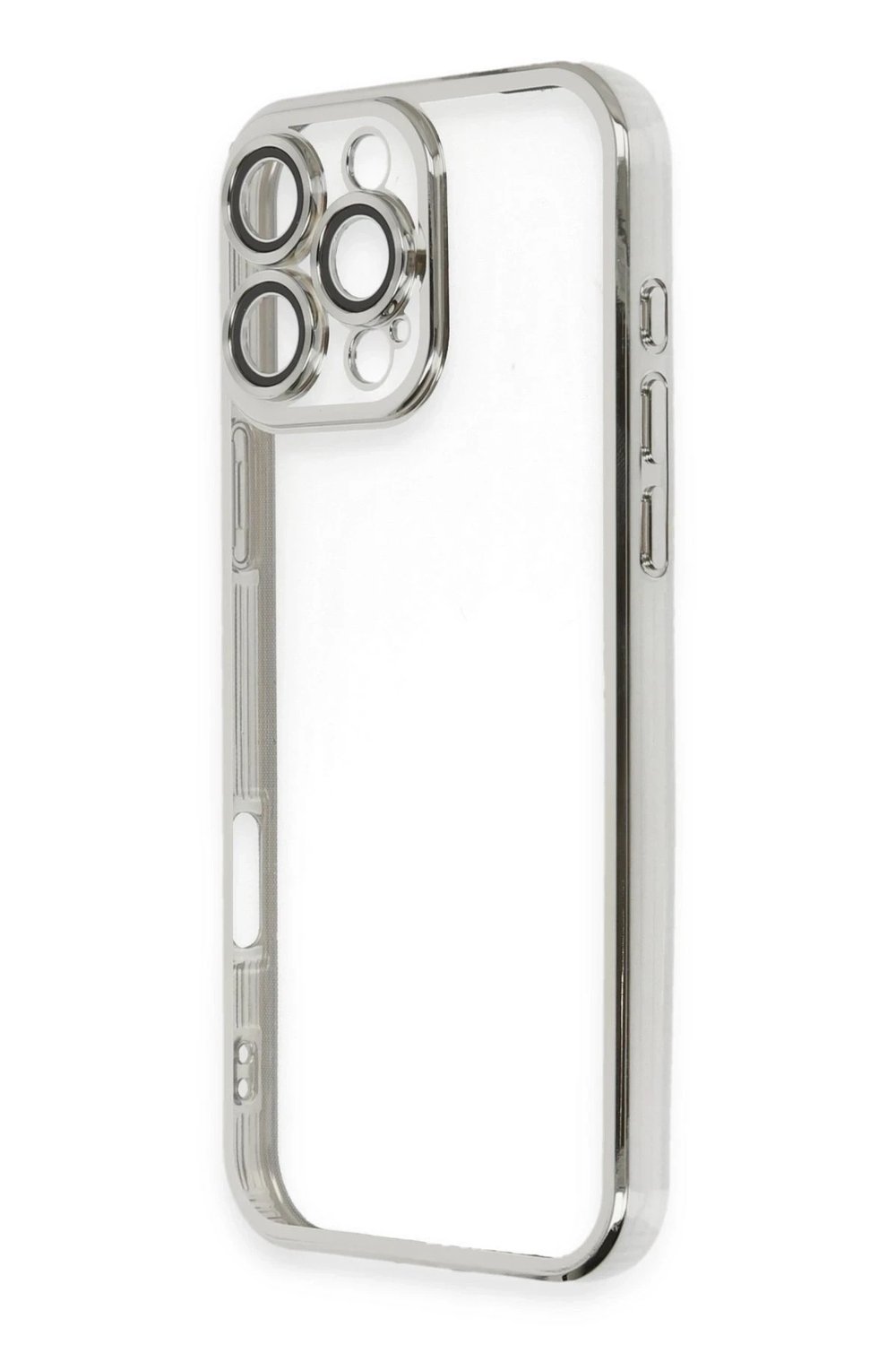 Mey İthalat®  iPhone 16 Pro Max Kılıf  Lensli Silikon - Gümüş
