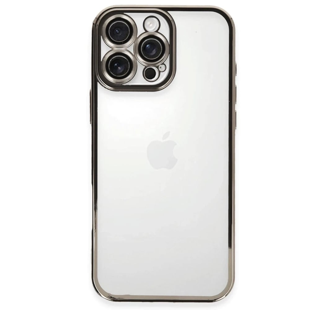 Mey İthalat®  iPhone 16 Pro Max Kılıf  Lensli Silikon - Titanyum Gri