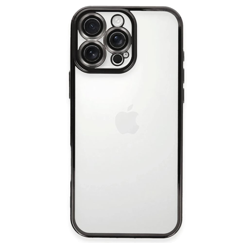 Mey İthalat®  iPhone 16 Pro Max Kılıf  Lensli Silikon - Siyah