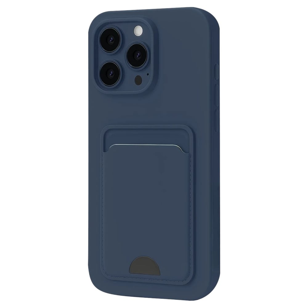 Mey İthalat®  iPhone 16 Pro Max Kılıf Kelvin Kartvizitli Silikon - Lacivert
