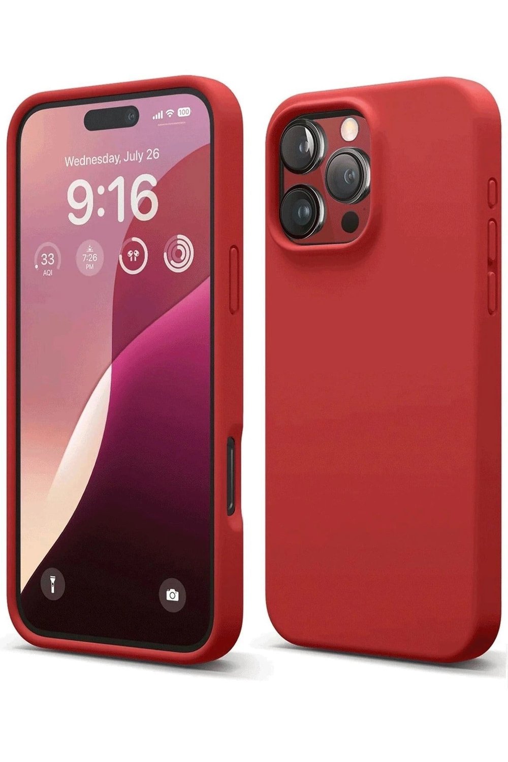 Mey İthalat®  iPhone 16 Pro Max Kılıf Nano içi Kadife Silikon - Kırmızı
