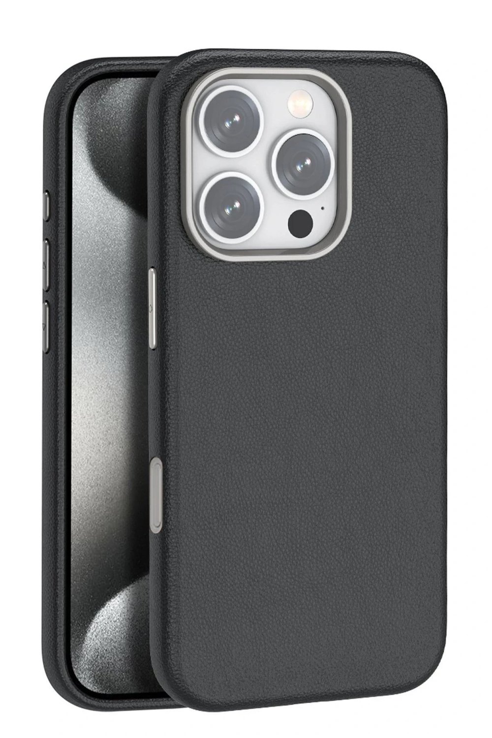 Mey İthalat®  iPhone 16 Pro Max Wonder Deri Magsafe Kapak - Siyah