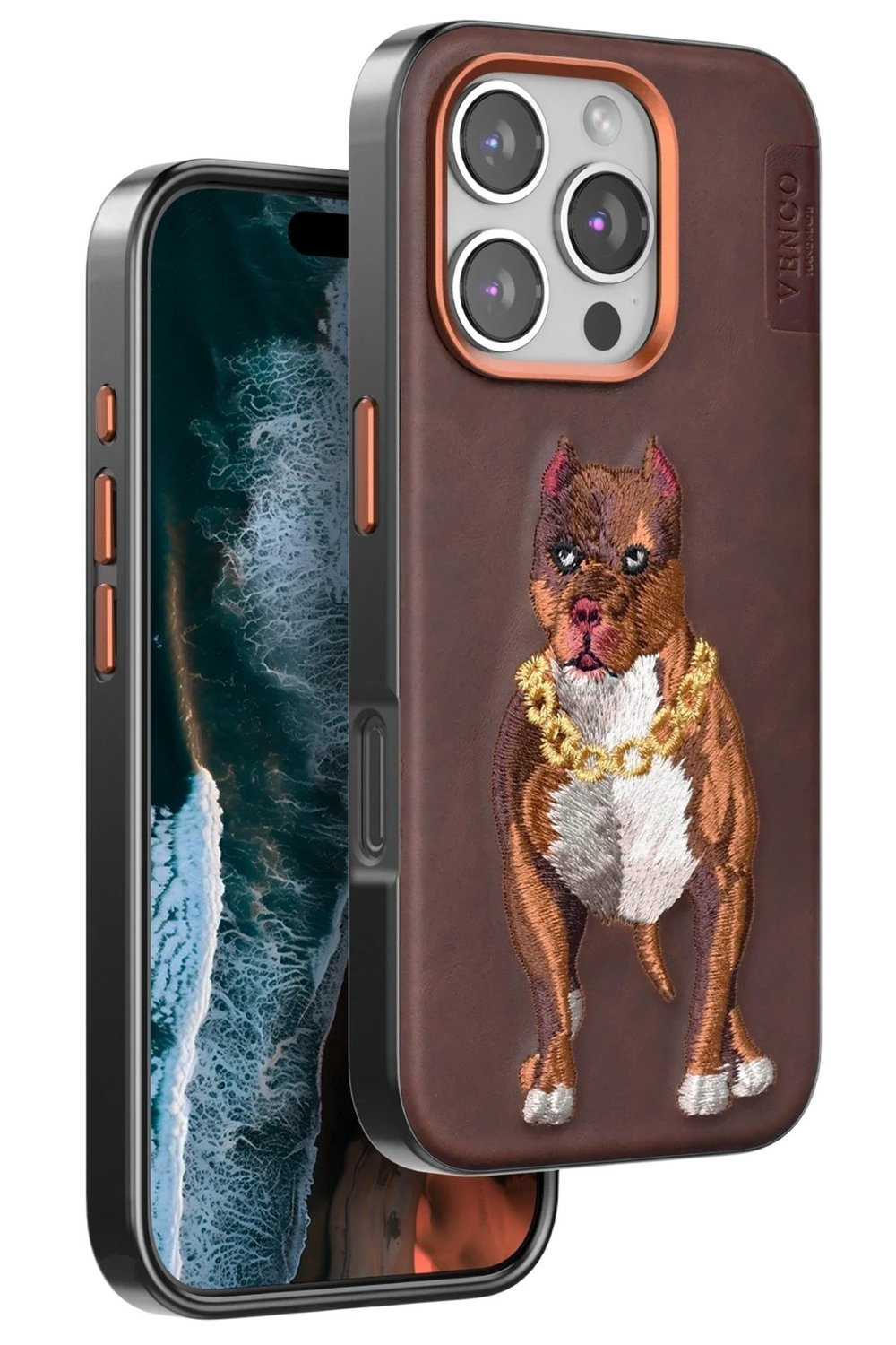 Mey İthalat®  iPhone 16 Pro Perma Desenli Kapak - Kahverengi