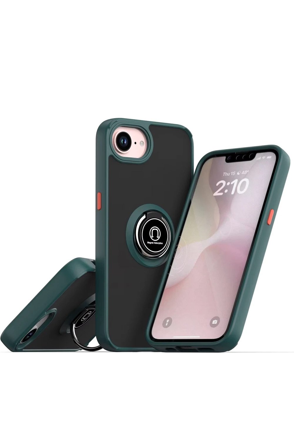 Mey İthalat®  iPhone 16E Kılıf Montreal Yüzüklü Silikon Kapak - Yeşil