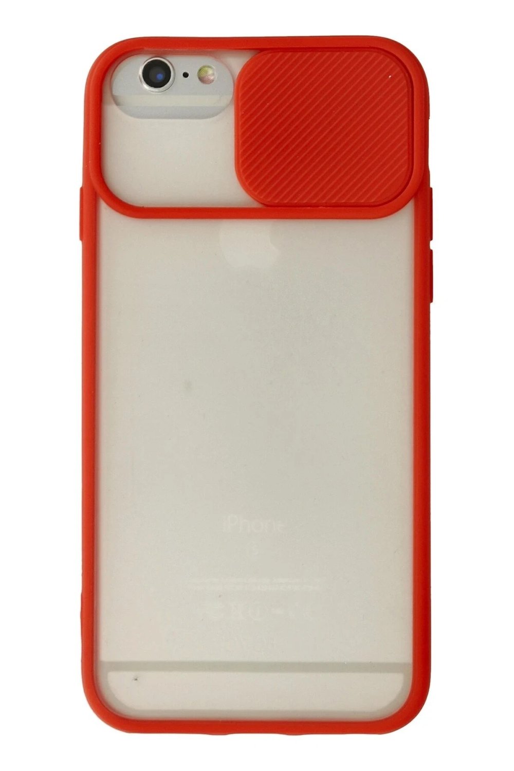 Mey İthalat®  iPhone 6 Kılıf Palm Buzlu Kamera Sürgülü Silikon - Kırmızı
