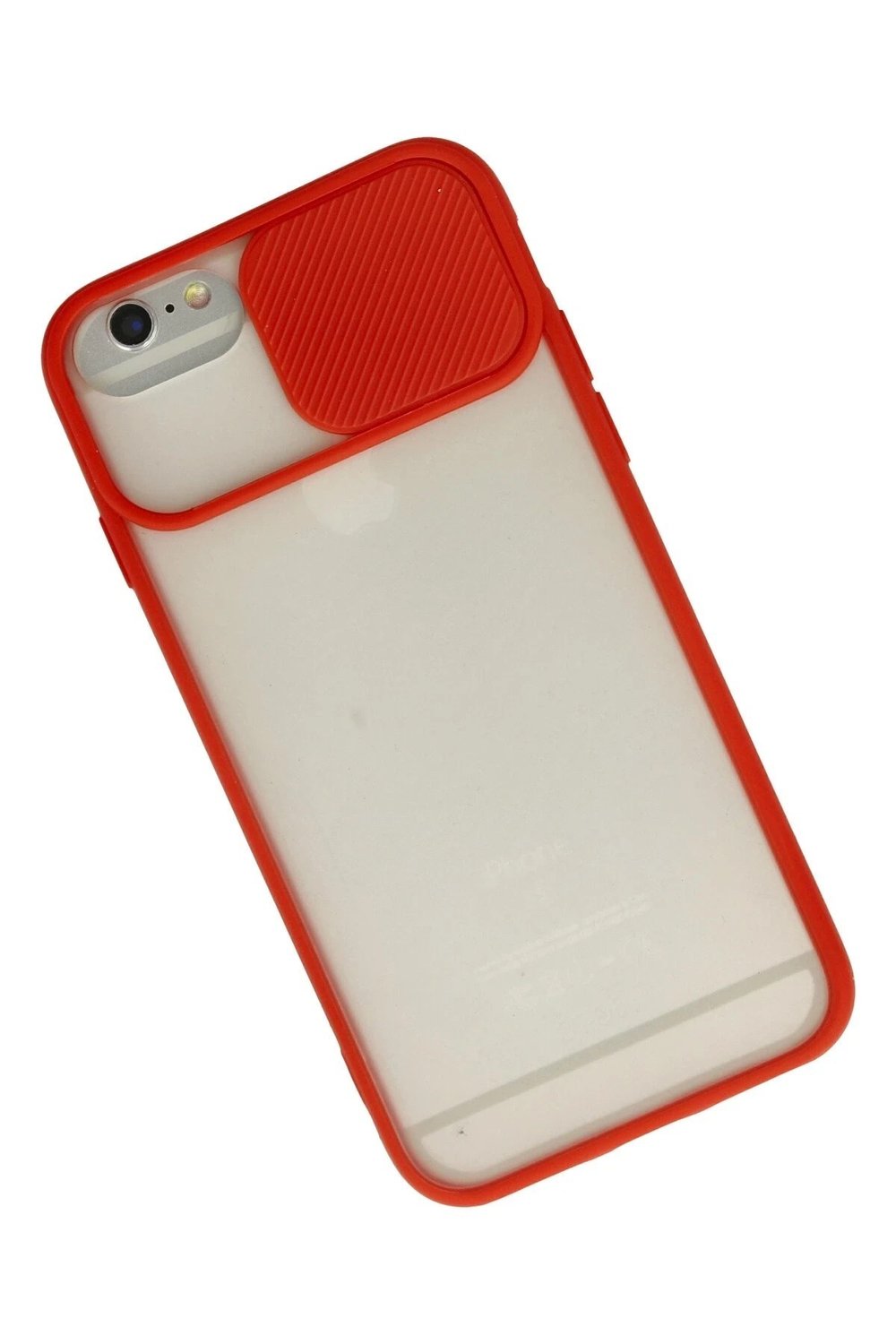 Mey İthalat®  iPhone 6 Kılıf Palm Buzlu Kamera Sürgülü Silikon - Kırmızı