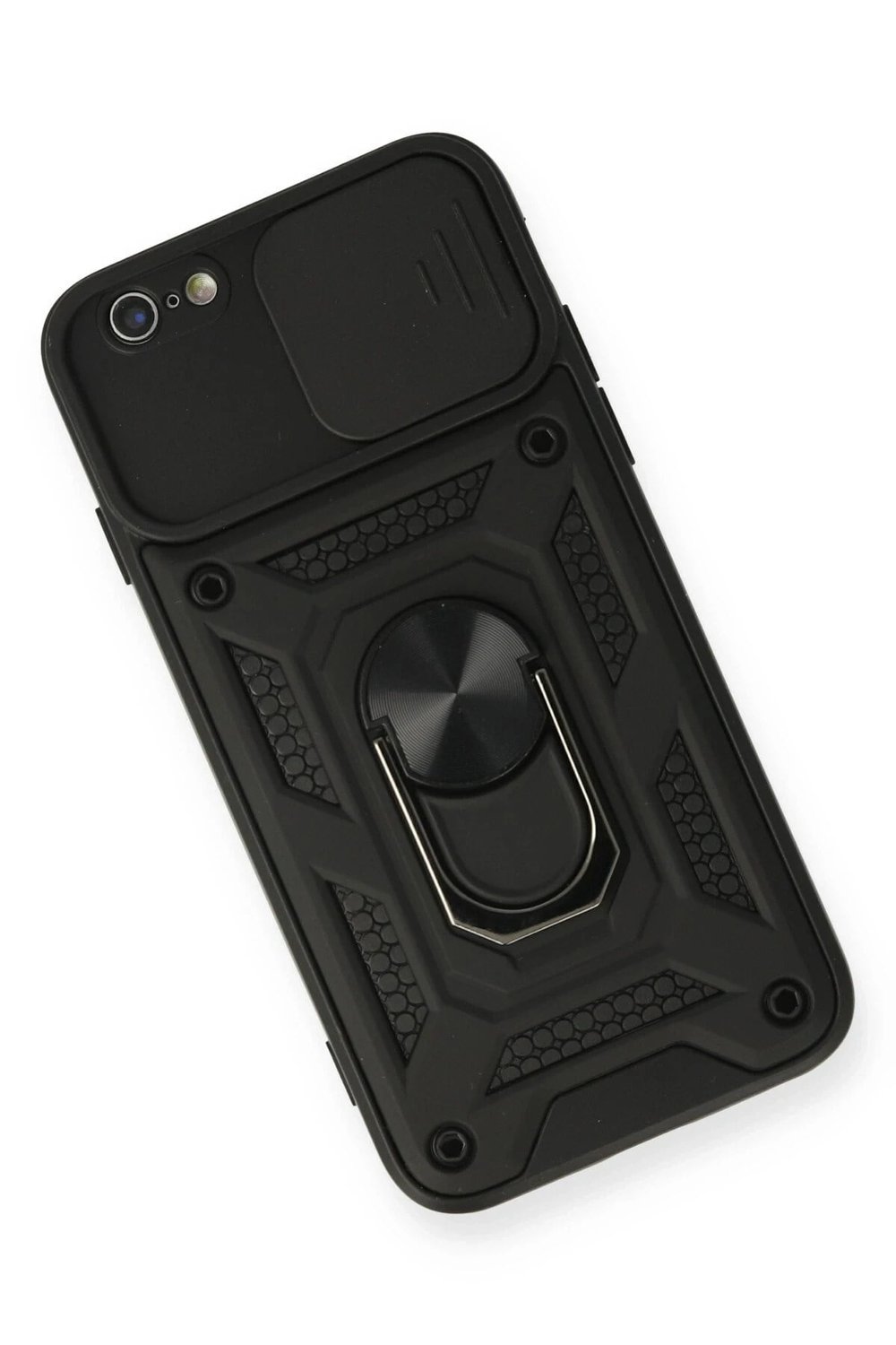 Mey İthalat®  iPhone 6 Kılıf Pars Lens Yüzüklü Silikon - Siyah