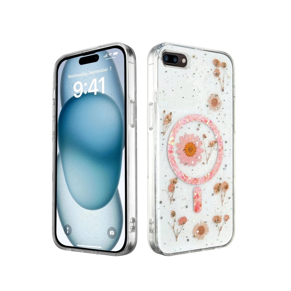 Mey İthalat®  iPhone 7 Plus Kılıf Daisy Simli Magsafe Kapak - Pembe