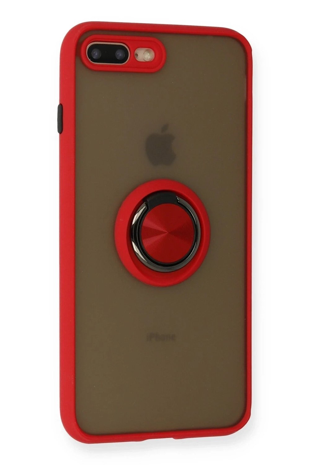 Mey İthalat®  iPhone 7 Plus Kılıf Montreal Yüzüklü Silikon Kapak - Kırmızı