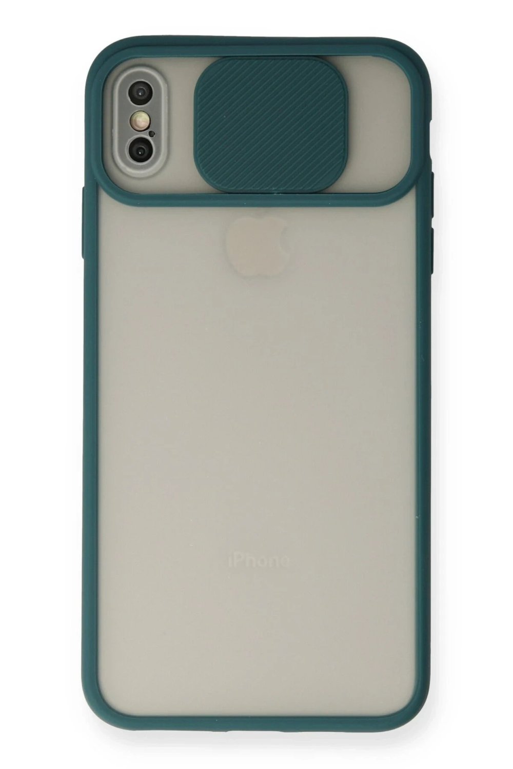 Mey İthalat®  iPhone X Kılıf Palm Buzlu Kamera Sürgülü Silikon - Yeşil