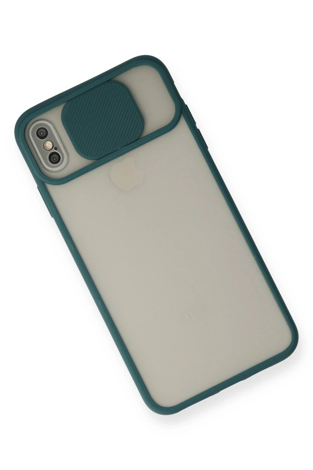 Mey İthalat®  iPhone X Kılıf Palm Buzlu Kamera Sürgülü Silikon - Yeşil