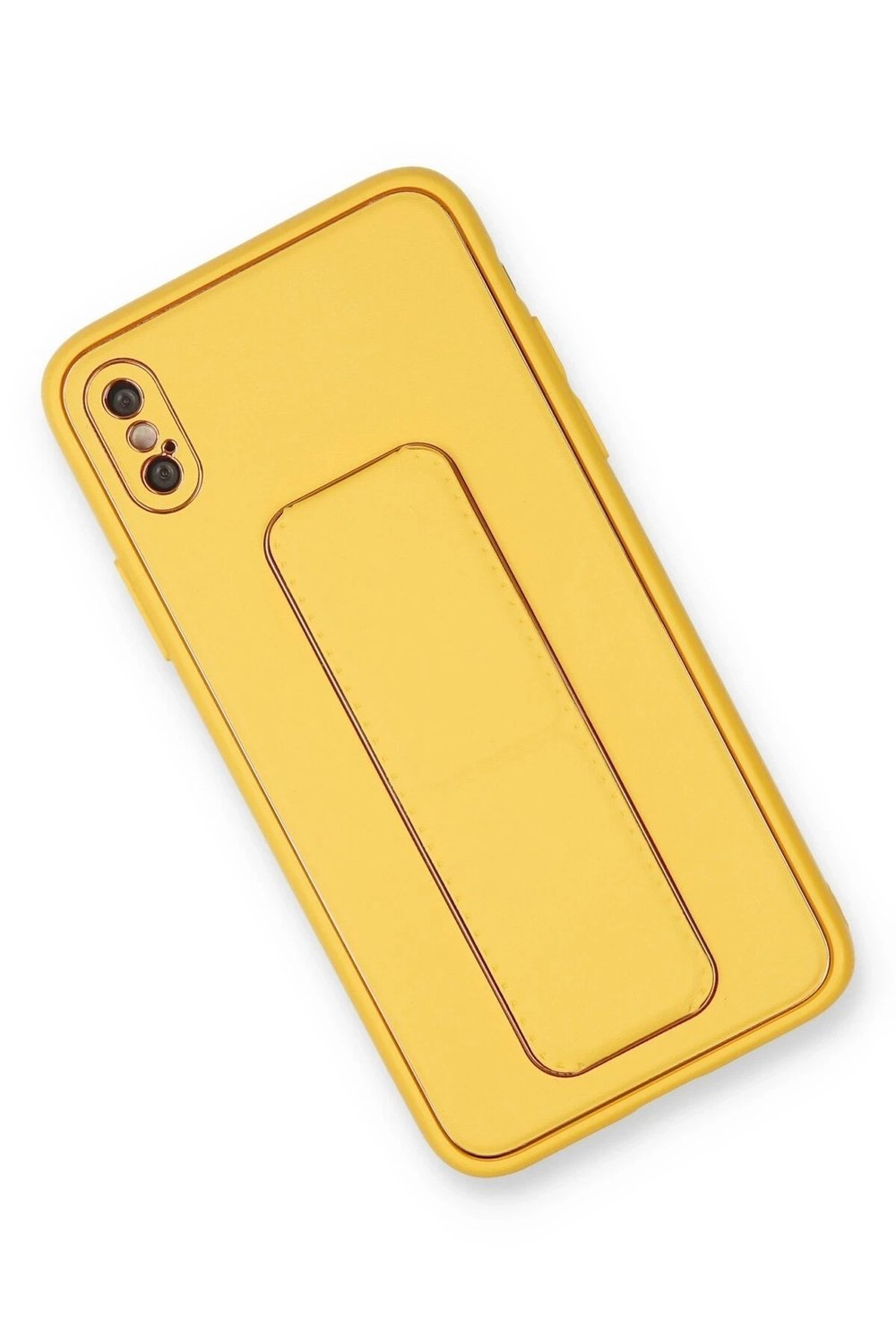 Mey İthalat®  iPhone XS Max Kılıf Coco Deri Standlı Kapak - Sarı