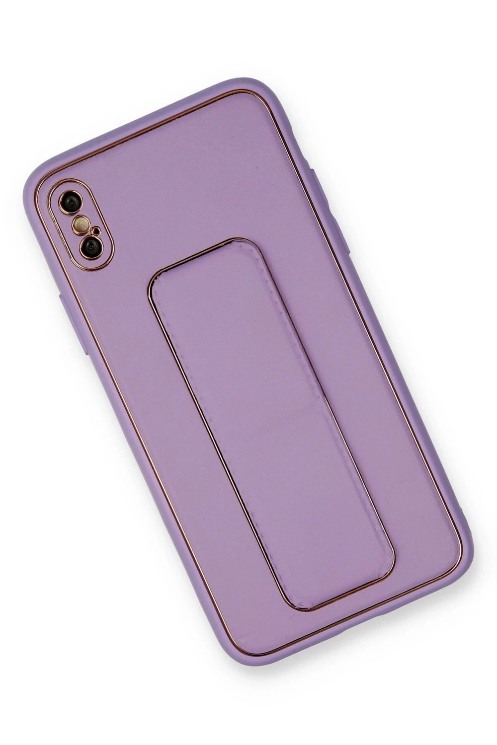 Mey İthalat®  iPhone XS Max Kılıf Coco Deri Standlı Kapak - Koyu Lila