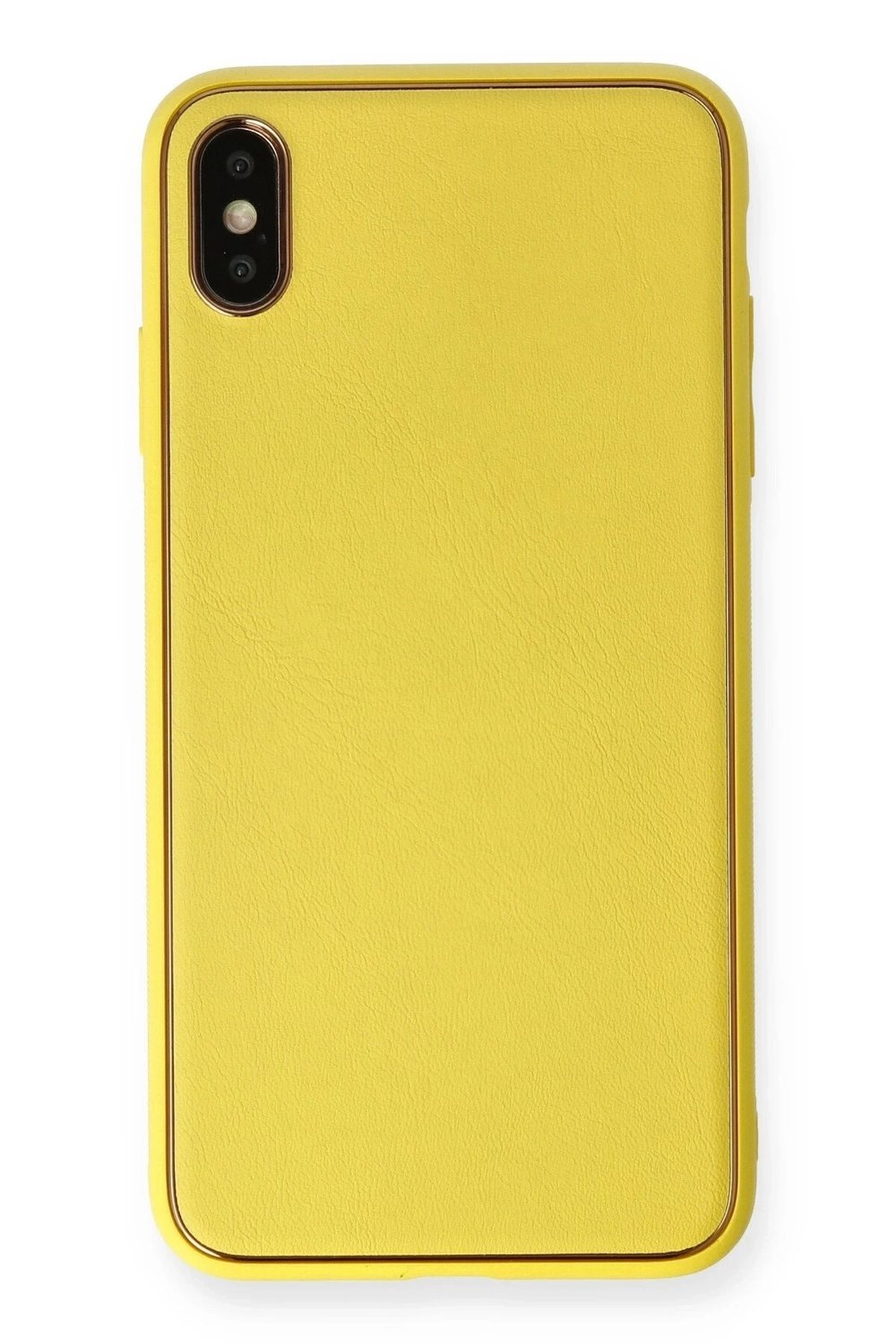 Mey İthalat®  iPhone XS Max Kılıf Coco Deri Silikon Kapak - Sarı