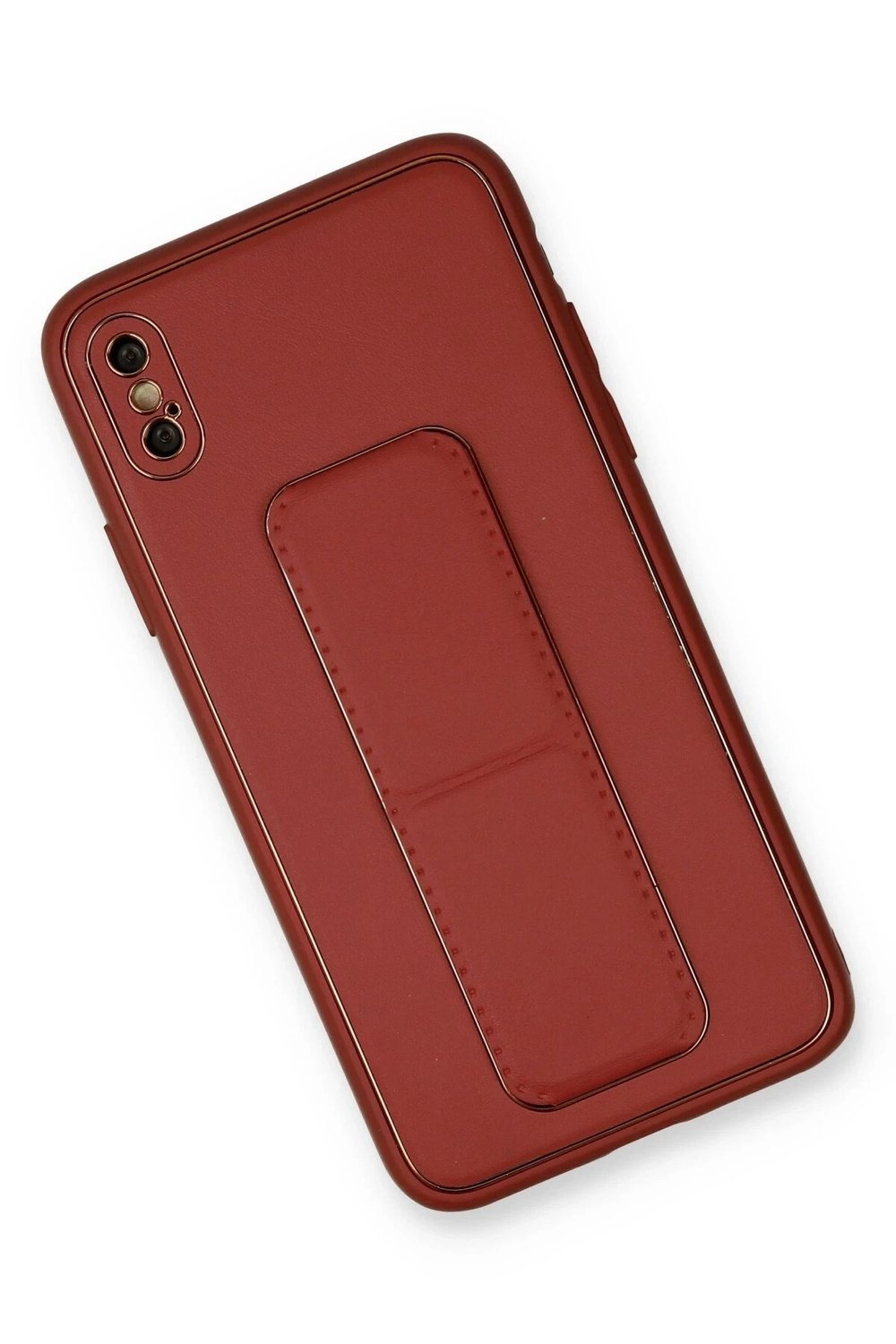 Mey İthalat®  iPhone XS Max Kılıf Coco Deri Standlı Kapak - Fuşya