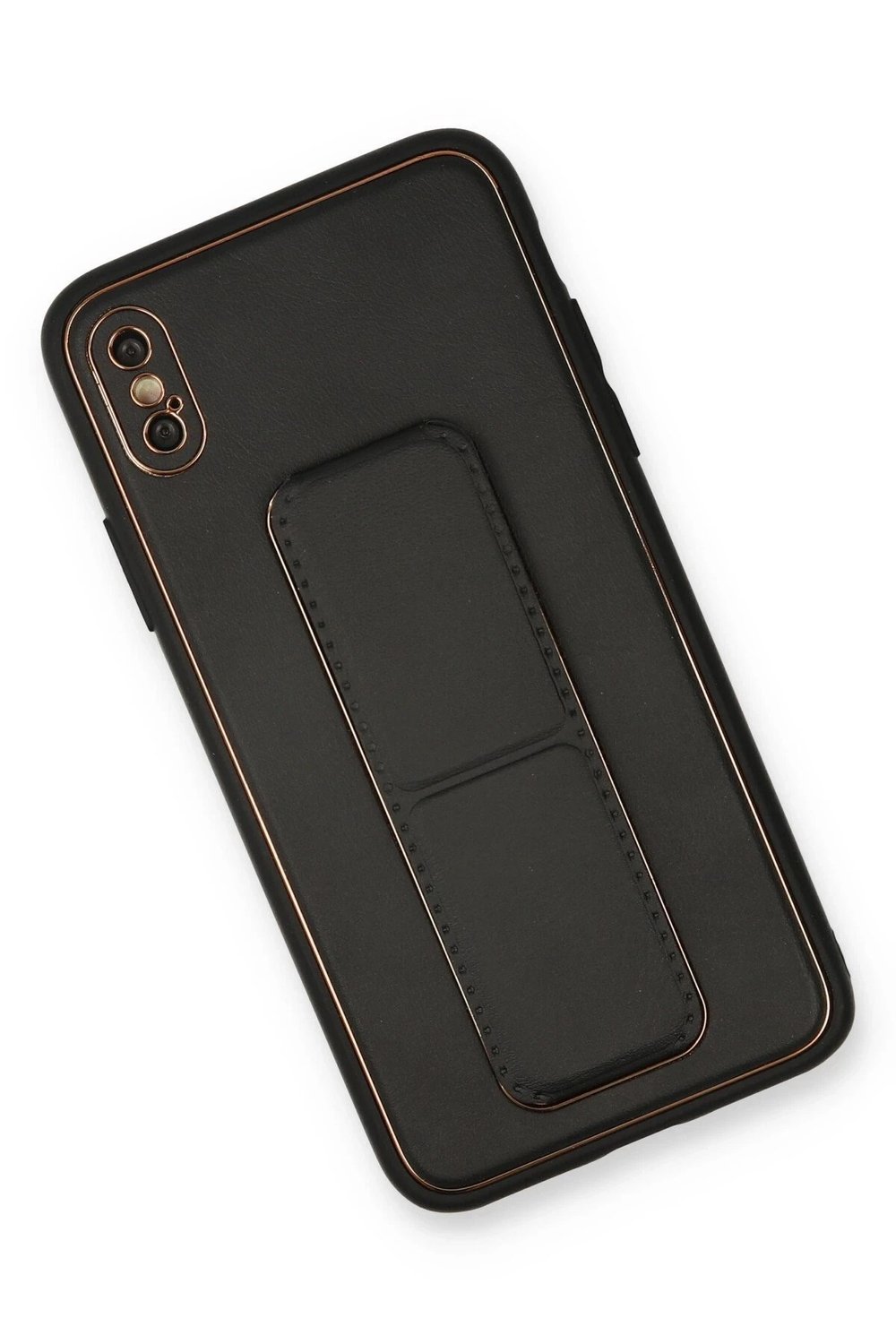 Mey İthalat®  iPhone XS Max Kılıf Coco Deri Standlı Kapak - Siyah
