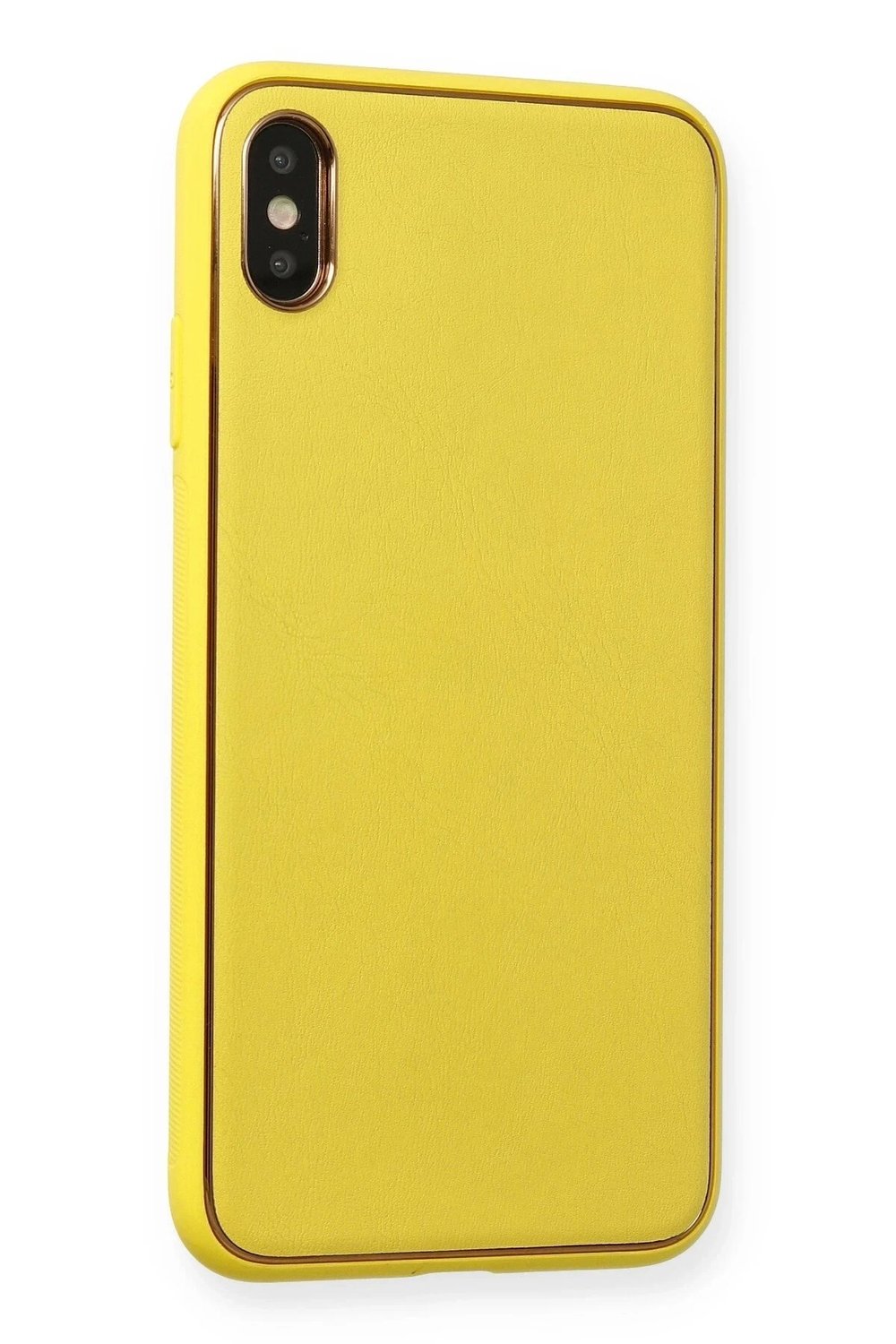 Mey İthalat®  iPhone XS Max Kılıf Coco Deri Silikon Kapak - Sarı