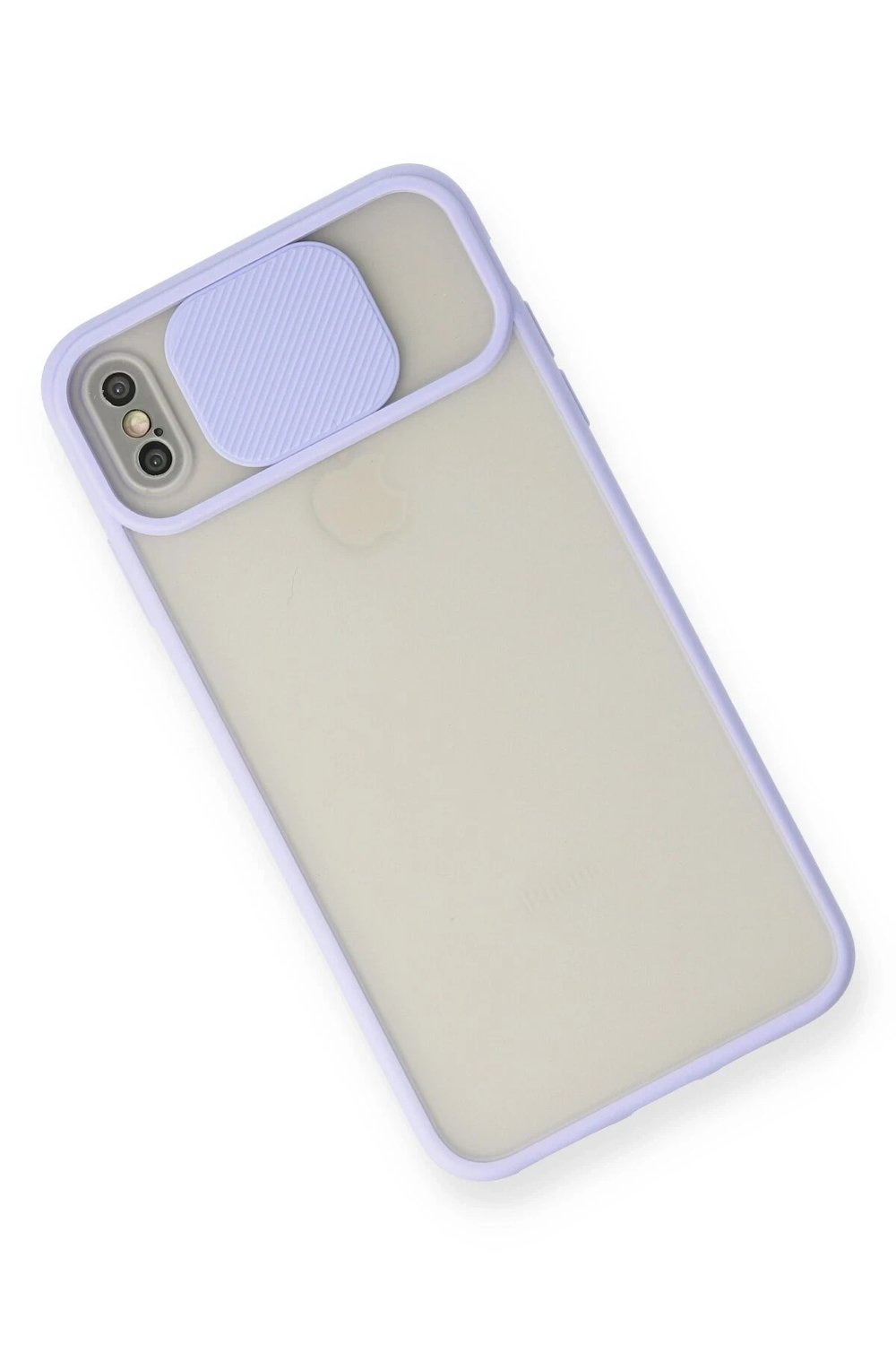 Mey İthalat®  iPhone XS Max Kılıf Palm Buzlu Kamera Sürgülü Silikon - Lila