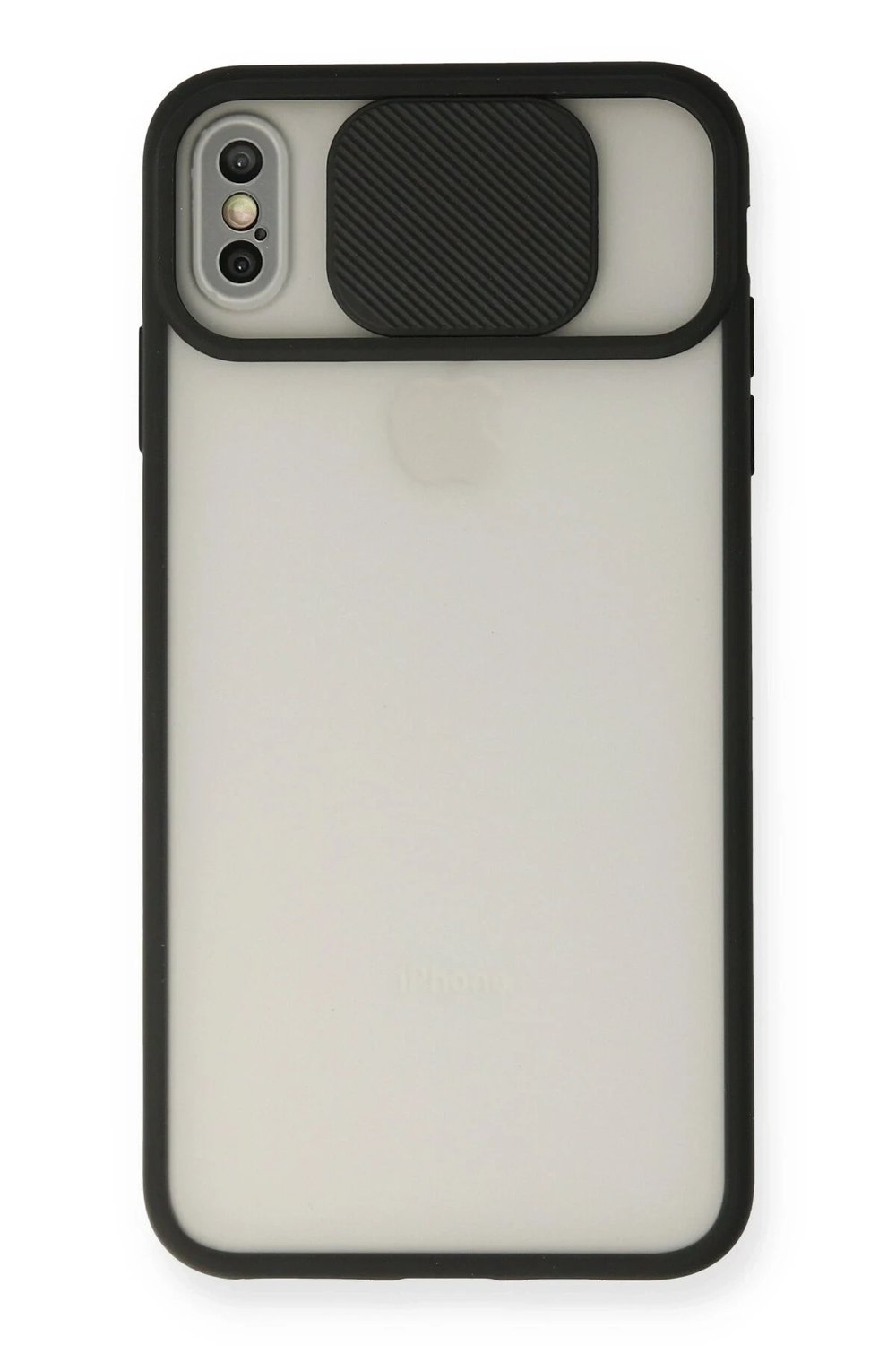 Mey İthalat®  iPhone XS Max Kılıf Palm Buzlu Kamera Sürgülü Silikon - Siyah