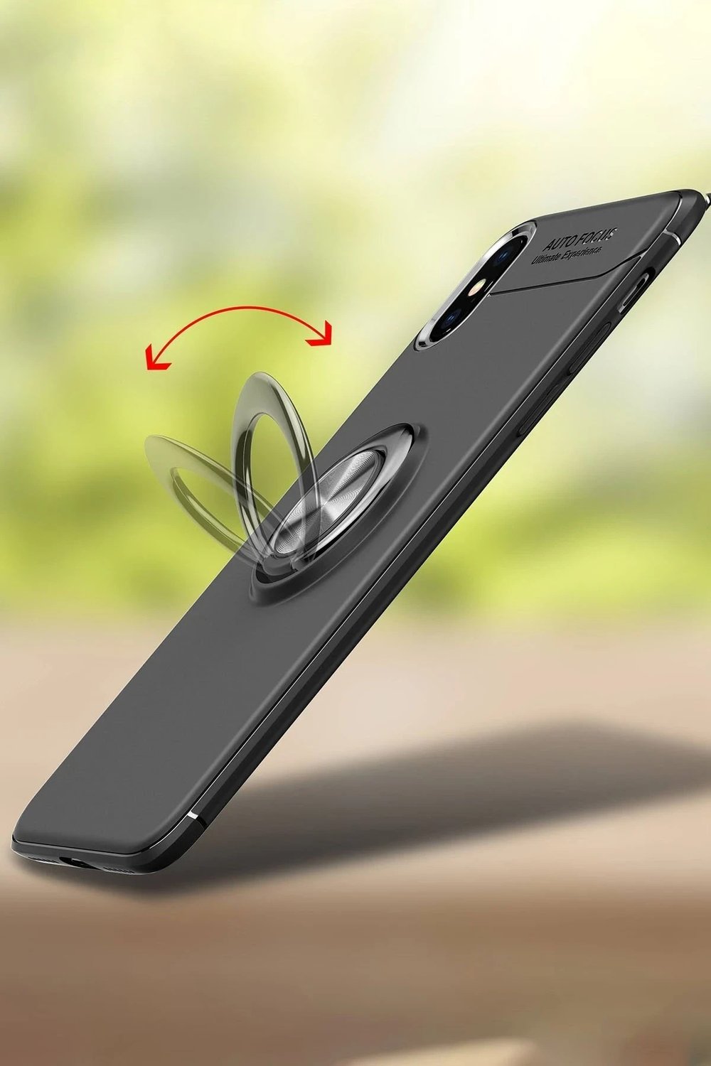 Mey İthalat®  iPhone XS Max Kılıf Range Yüzüklü Silikon - Siyah-Kırmızı