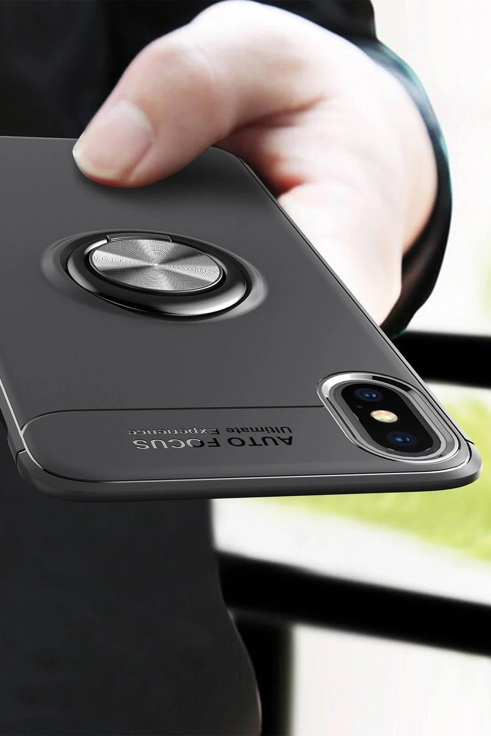 Mey İthalat®  iPhone XS Max Kılıf Range Yüzüklü Silikon - Siyah-Mavi