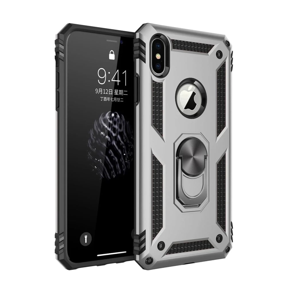 Mey İthalat®  iPhone XS Max Kılıf Sofya Yüzüklü Silikon Kapak - Gümüş