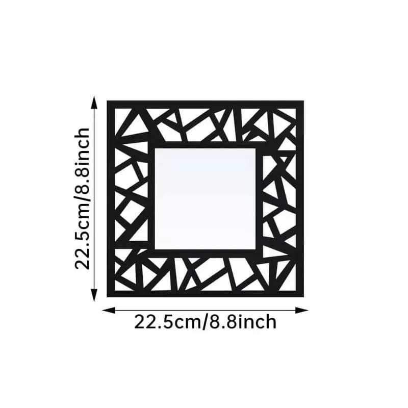 Mey İthalat® 2li Set Kırılmaz Pleksi Dekoratif Duvar Aynası - 22.5x22.5 cm Geometrik Çerçeveli 1. Sınıf Ayna