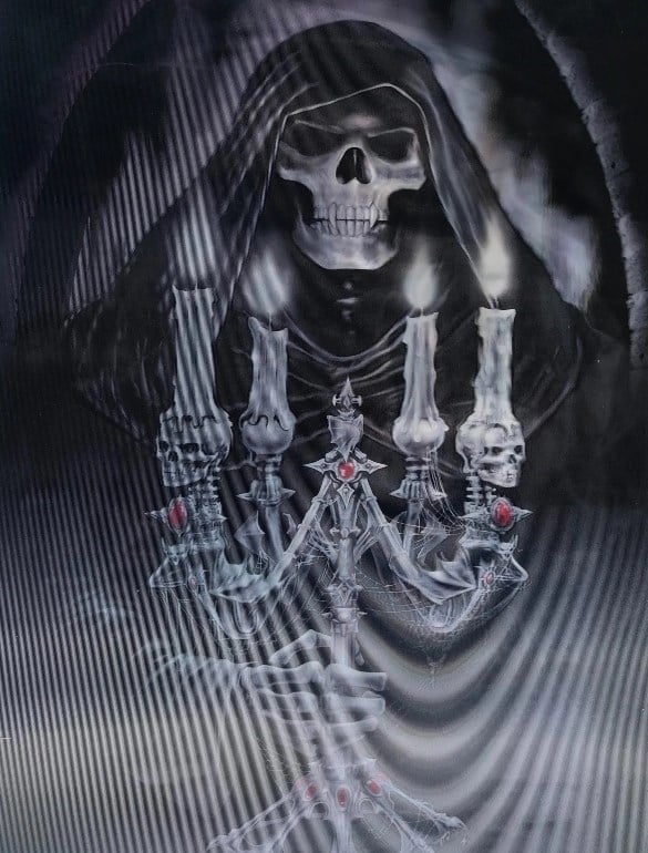 Mey İthalat® 3 Boyutlu Resim  3 Farklı Resim Değişenli Halloween İskelet Tablosu 30x40 cm