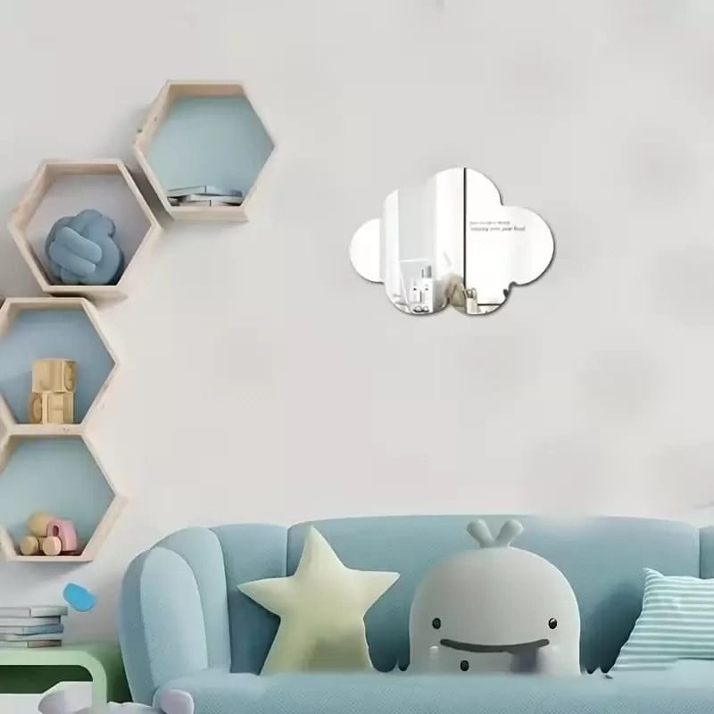 Mey İthalat® 30x20 cm Bulut Formlu Kırılmaz Pleksi Duvar Aynası - Çocuk Odası Güvenli Ayna