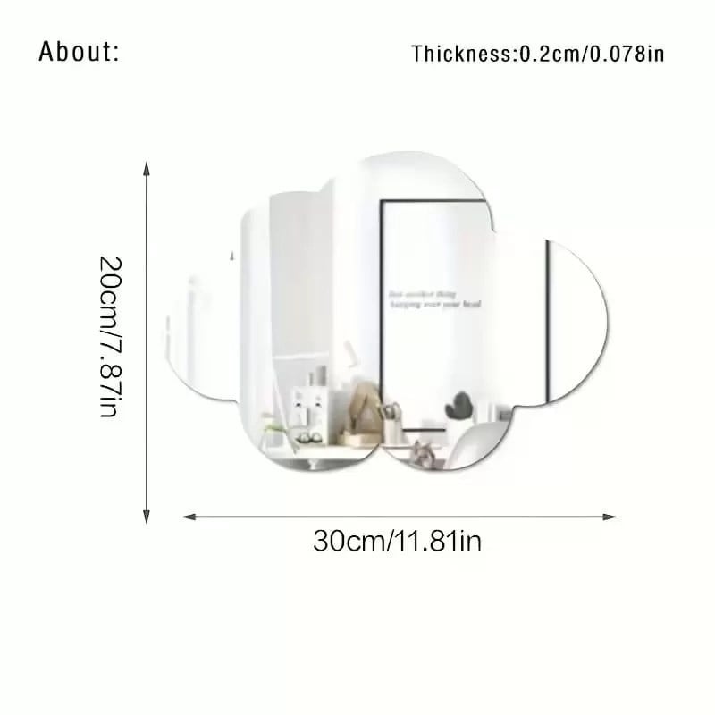 Mey İthalat® 30x20 cm Bulut Formlu Kırılmaz Pleksi Duvar Aynası - Çocuk Odası Güvenli Ayna