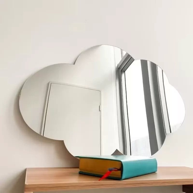 Mey İthalat® 30x20 cm Bulut Formlu Kırılmaz Pleksi Duvar Aynası - Çocuk Odası Güvenli Ayna