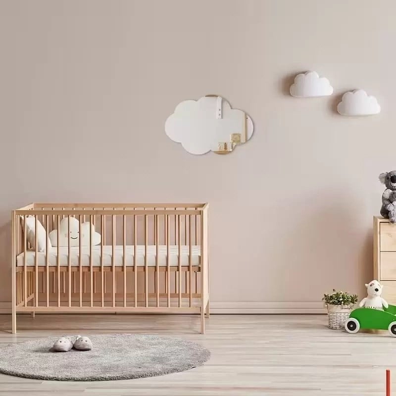 Mey İthalat® 30x20 cm Bulut Formlu Kırılmaz Pleksi Duvar Aynası - Çocuk Odası Güvenli Ayna