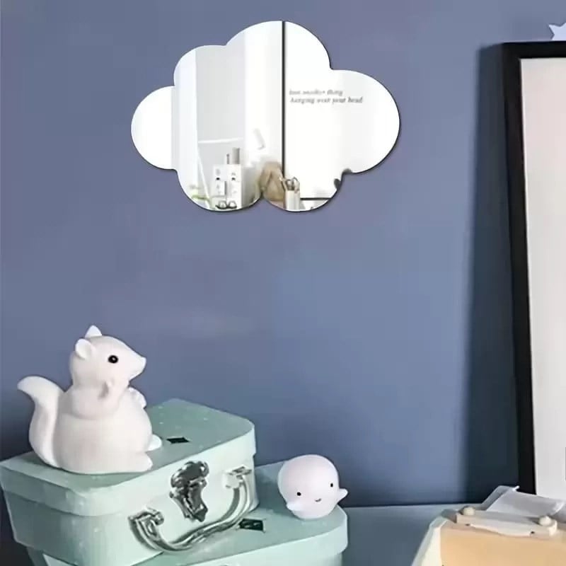 Mey İthalat® 30x20 cm Bulut Formlu Kırılmaz Pleksi Duvar Aynası - Çocuk Odası Güvenli Ayna