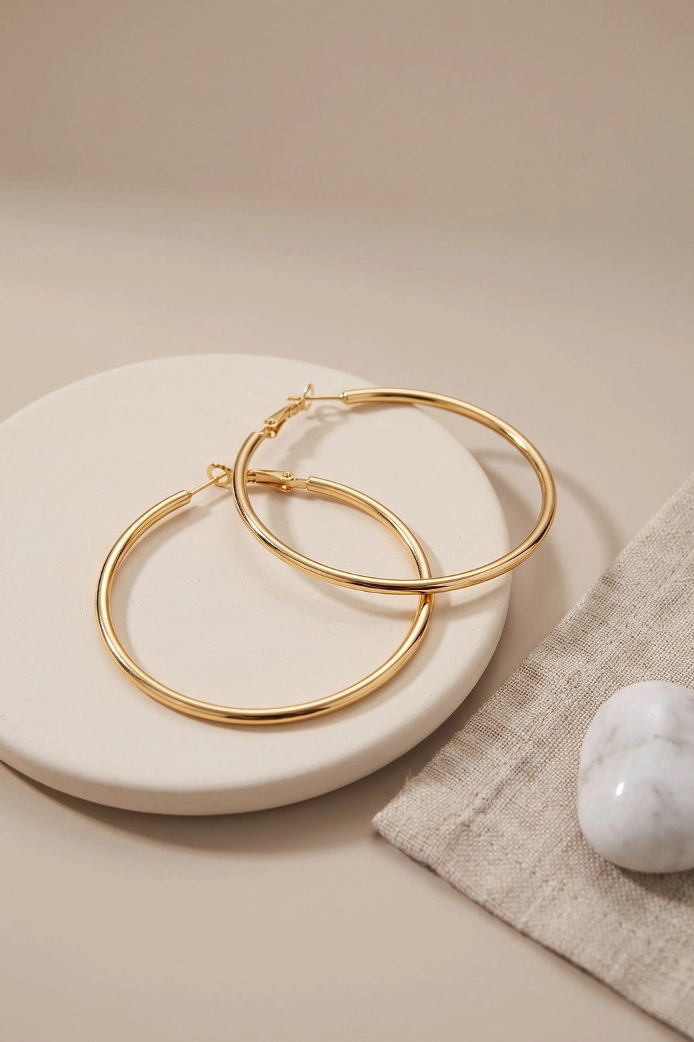 Mey İthalat® 316L Çelik Gold Renk 46 mm Halka Küpe