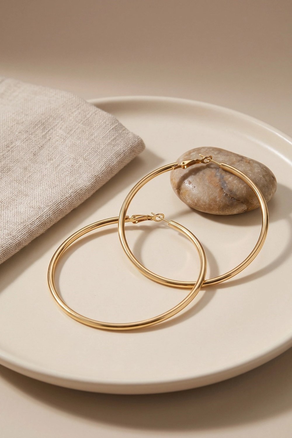 Mey İthalat® 316L Çelik Gold Renk 56 mm Halka Küpe