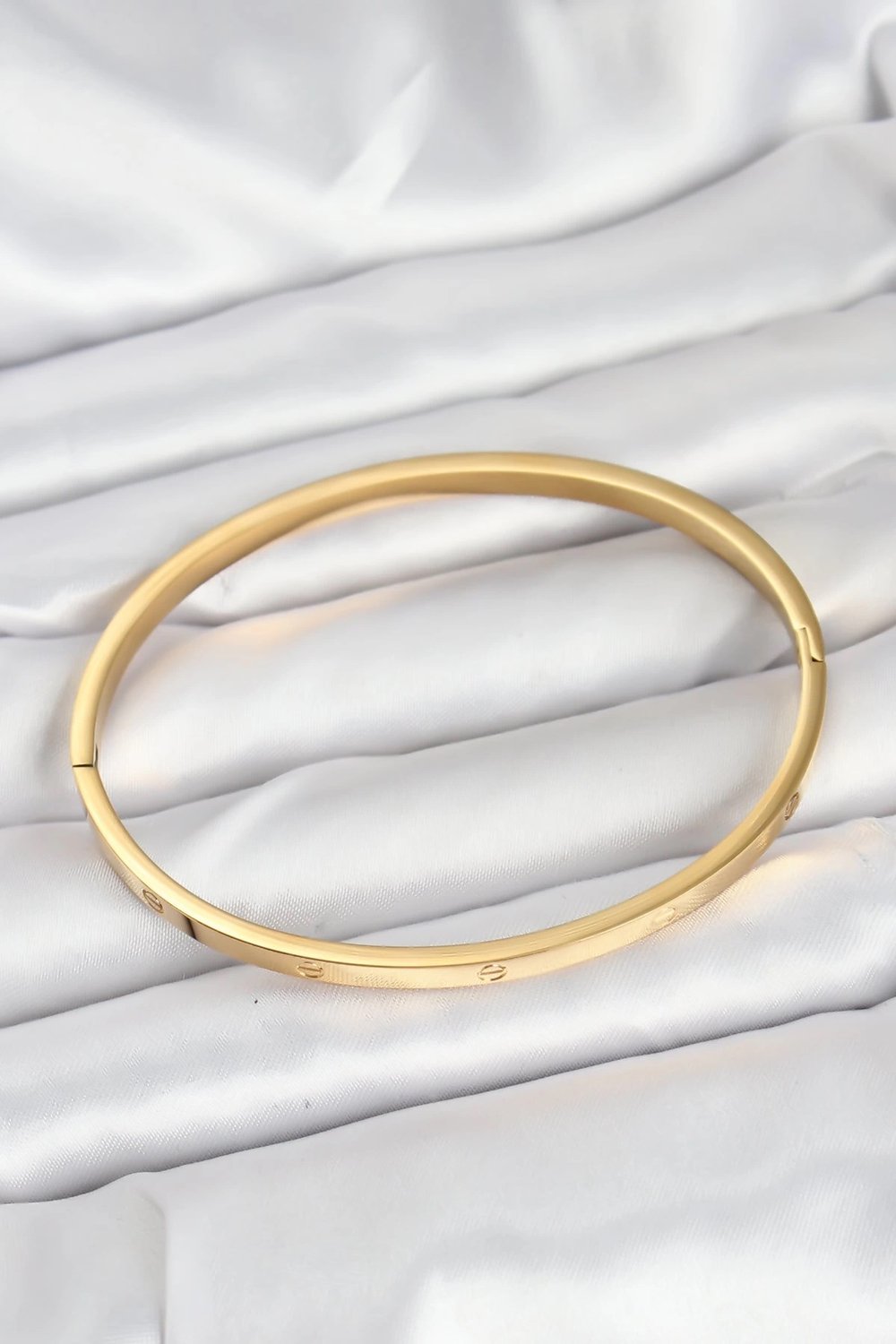 Mey İthalat® 316L Çelik Gold Renk 65 mm İnce Kadın Kelepçe Bileklik