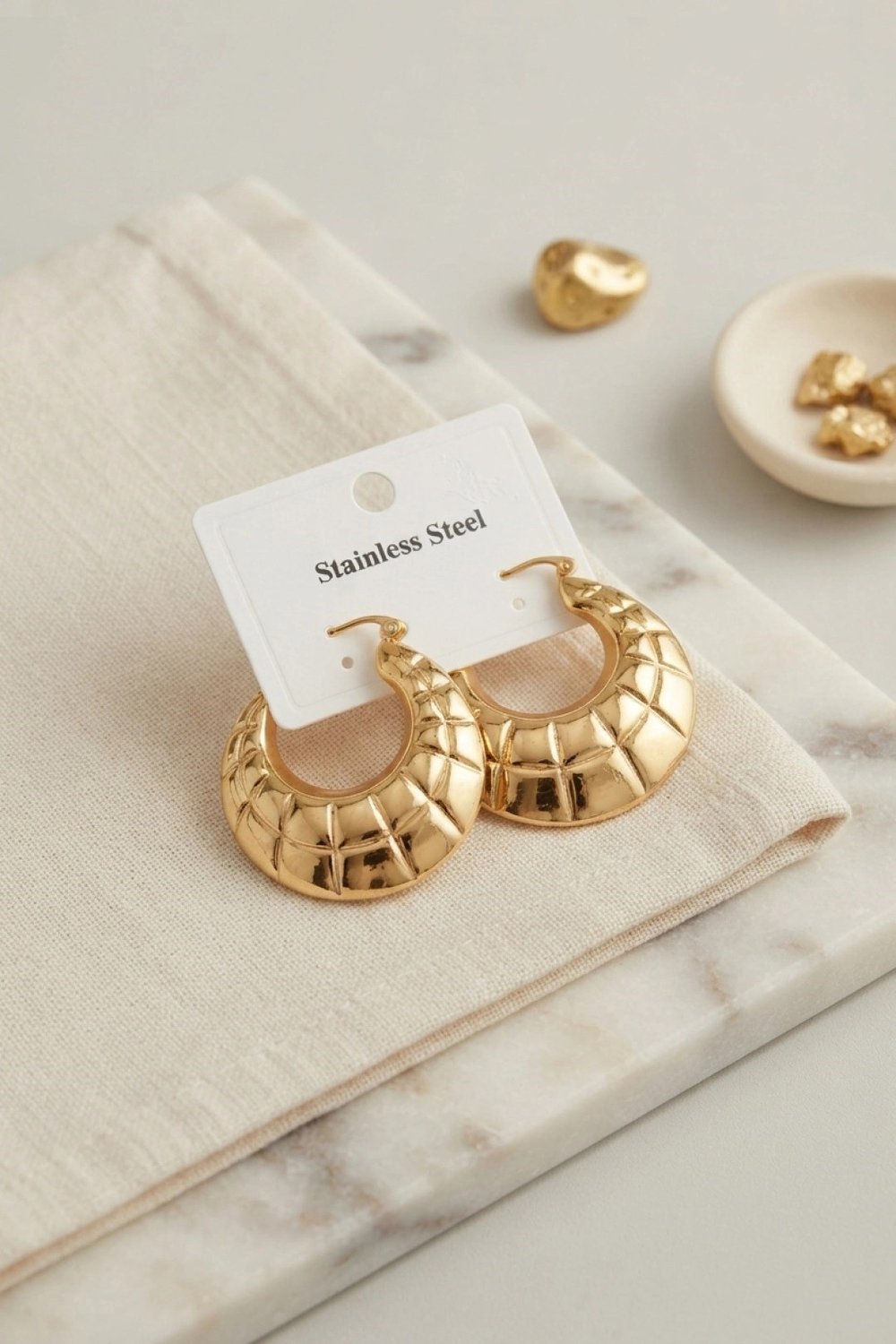 Mey İthalat® 316L Çelik Gold Renk Bohem Halka Model Küpe
